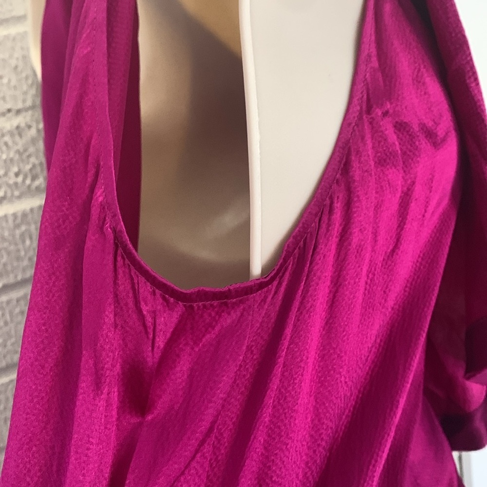 Rebecca Taylor Silk Fuchsia Size 6 Sleeveless Dress Ruffle Detail Pockets EUC - Picture 7 of 14